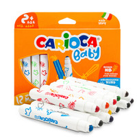 意大利进口CARIOCA圆头绘画水彩笔12色套装 宝宝玩具 安全可水洗儿童文具画笔