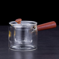洁雅杰玻璃茶具耐热玻璃茶壶(500ml)日式硬木侧把玻璃泡茶壶带滤网硼硅玻璃煮茶壶 YGE-9802