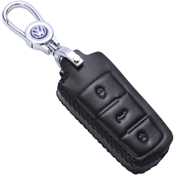 金銮殿（KING ETING）大众钥匙包真皮钥匙套 老款迈腾 CC 专用汽车钥匙扣 C款插入式钢琴黑