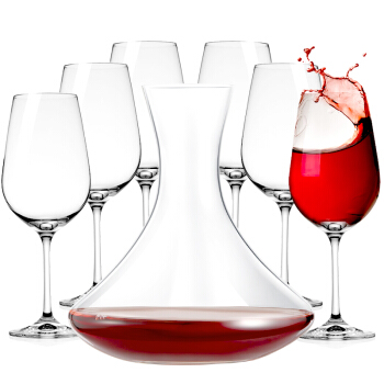 米卡莎（MKSA）红酒杯套装无铅水晶欧洲进口酒具（杯450ml*6+1520ml醒酒器）