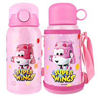 超级飞侠316儿童水杯 男女学生双盖吸管保温杯 宝宝学饮杯 水杯（赠送杯套）550ML  粉色