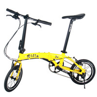 RIFLE折叠自行车14寸折叠自行车精品折叠3速城市代步折叠自行车亮光黄