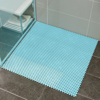 欧润哲 疏水垫 1平方米浴室自由拼接可裁剪地毯 淋浴房脚垫 镂空疏水门垫 蓝色 16片装