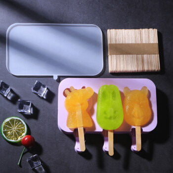 帕帕罗蒂（PAPAROTTY）冰淇淋雪糕模具 硅胶卡通自制做冰糕冰棒冰棍棒冰磨具套装家用 3连卡通