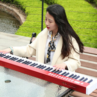 美德威 电钢琴88键 便携式智能数码成人儿童初学者专业考级 家用电子钢琴BXⅡ红色