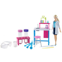芭比 Barbie 芭比娃娃礼盒套装之小小科学家 女孩过家家玩具 GBF78