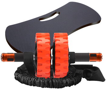 凯速健腹轮金属轴承实芯杆回弹静音腹肌轮收腹滚轮家用健腹器（带拉绳、跪垫）橙色PR501