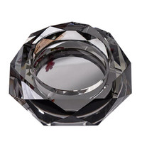 优淘客 水晶玻璃烟灰缸 欧式创意大号八角黑色15CM烟缸