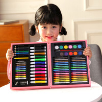 乐缔儿童画笔套装 98件粉色木盒绘画套装礼盒 画画玩具 画笔蜡笔水彩笔小学生生日礼物彩笔用品儿童礼物