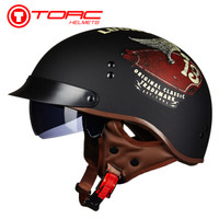 TORC摩托车头盔春夏新款男女复古哈雷头盔电动车小半盔T535/T-55 亚黑 TANK  XL码