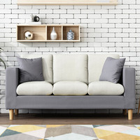 杜沃 沙发现代简约布艺沙发客厅整装家具中小户型可拆洗乳胶布艺沙发  H-2乳胶1.82米黄色