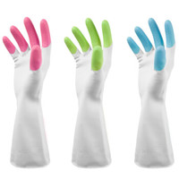 乐宜美耐用型家务防水手套厨房洗碗手套洗衣清洁手套（三双装小号） 手套
