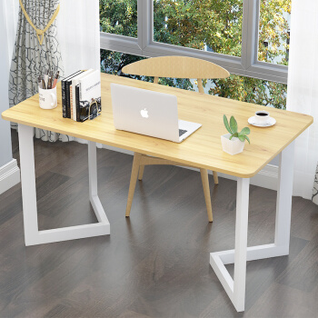 普拉塔（PULATA）电脑桌 台式家用钢木办公桌现代简约笔记本书桌子100*50*75cm 仿实木色PLT9118105