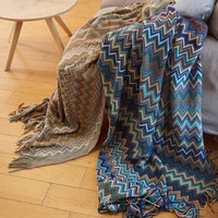 艾薇 毛毯家纺 秋冬加厚保暖披肩毯法兰绒珊瑚绒云貂绒毛毯 波西米亚 130*170cm