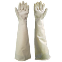 路宁 工业加长耐酸碱手套 乳胶橡胶手套 乳白色 60cm