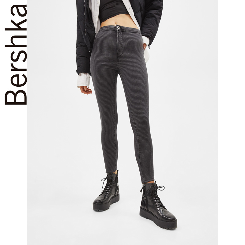 Bershka 00047019040 女士高腰牛仔紧身裤 