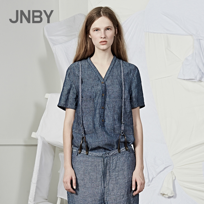 JNBY 江南布衣 5H315198 亚麻短袖衬衣