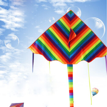 BOWONIKE 博沃尼克 小风筝儿童风筝卡通易飞潍坊风筝风筝彩虹风筝三角+100米线板
