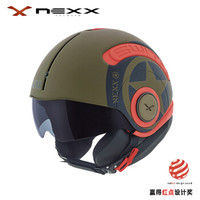 NEXX SX.10 英雄系列Hero 亚洲版型 休闲半盔 双镜片 轻量复合材料电动摩托车头盔 亚光军绿色 XXL