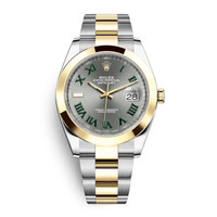劳力士（ROLEX）手表 日志系列深灰盘绿罗马字三格带自动机械男表126303-0019