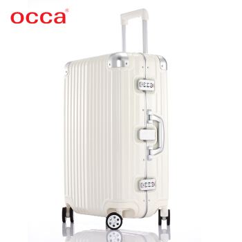 occa 双杆万向轮拉杆箱旅行箱登机箱 白色 20英寸