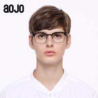 aojo新款眼镜框架半框眼镜架男款潮黑色金属FACLS1001