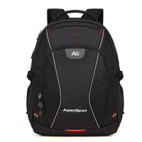 艾奔（ASPENSPORT）电脑包双肩背包休闲时尚男士旅行包15.6英寸AS-B10 黑色