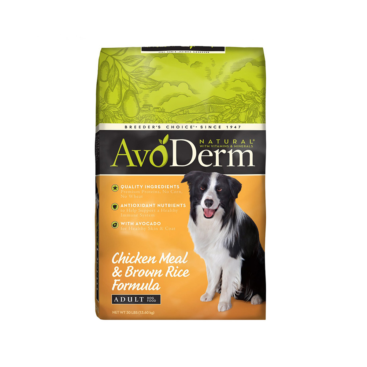  AvoDerm 成犬粮鸡肉糙米配方狗粮 30磅/13.6kg