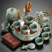 龙寅 茶具整套泡茶器套装茶杯公道杯盖碗茶壶家用送礼红色礼品功夫茶具