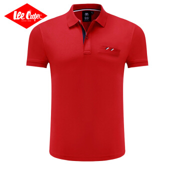 Lee Cooper    短袖POLO衫2019新品商务休闲青年潮流纯色翻领修身百搭款 LZ-8896 大红 4XL