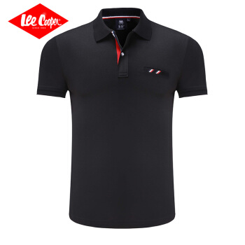 Lee Cooper    短袖POLO衫2019新品商务休闲青年潮流纯色翻领修身百搭款 LZ-8896 黑色 4XL