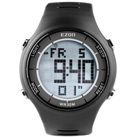 宜准(EZON)手表户外运动超薄手表学生电子防水功能男表黑色L008A11