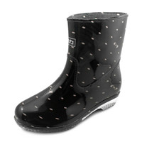 回力 Warrior 雨鞋中筒女鞋防水鞋套鞋雨靴胶鞋 HXL523 粉点黑 40