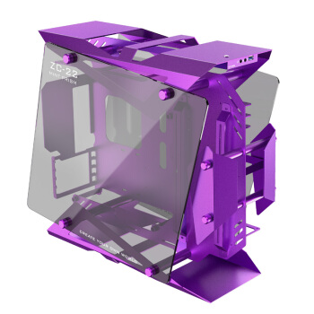 炽果（ZEAGINAL）薄荷棱境 ZC-22 紫色 钢化玻璃双侧透全铝高端风冷/水冷电竞游戏机箱