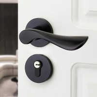 雨花泽（Yuhuaze）现代简约室内分体锁 太空铝卧室房门锁具卫生间门把手  通用款黑色