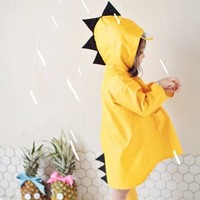 文寻 创意小恐龙儿童防水雨衣 黄色 XXL
