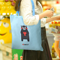 欣沁 旅行收纳袋熊本熊便捷可折叠购物袋手提袋买菜环保袋单肩包 蓝色
