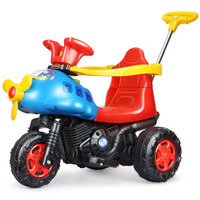 乐康（LEKANG）儿童电动摩托车三轮车可切换手推车可坐人1-3-6岁宝宝玩具充电童车 精灵蓝-普通电瓶