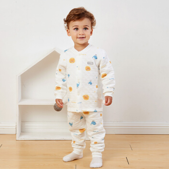 Tongtai 童泰 婴儿保暖套装男女宝宝加厚立领内衣套装 TS93J333 蓝小鸟 90