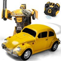 乐亲（LECHIN）新奇达擎天柱大黄蜂遥控汽车人一键变形声控感应机器人模型男孩玩具变形金刚系列 甲壳虫