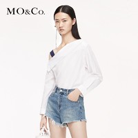 MO&Co. 摩安珂 MBO2TOPX07 纽扣肩带露肩女士衬衫