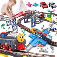 小火车玩具轨道电动玩具车套装儿童玩具男女孩带音乐 大型四层声光交通指挥站（火车组+动力汽车+飞机）