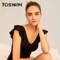 TOSWIM連體泳衣女遮肚顯瘦性感游泳衣女仙女范保守溫泉泳裝