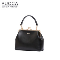 韩国品牌PUCCA夹子包2020新版手提链条口金包斜挎包包手包女名媛单肩包包 黑色