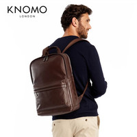 KNOMO英伦双肩包真皮商务背包电脑背包男士通勤双肩背包Brackley双肩包 棕色