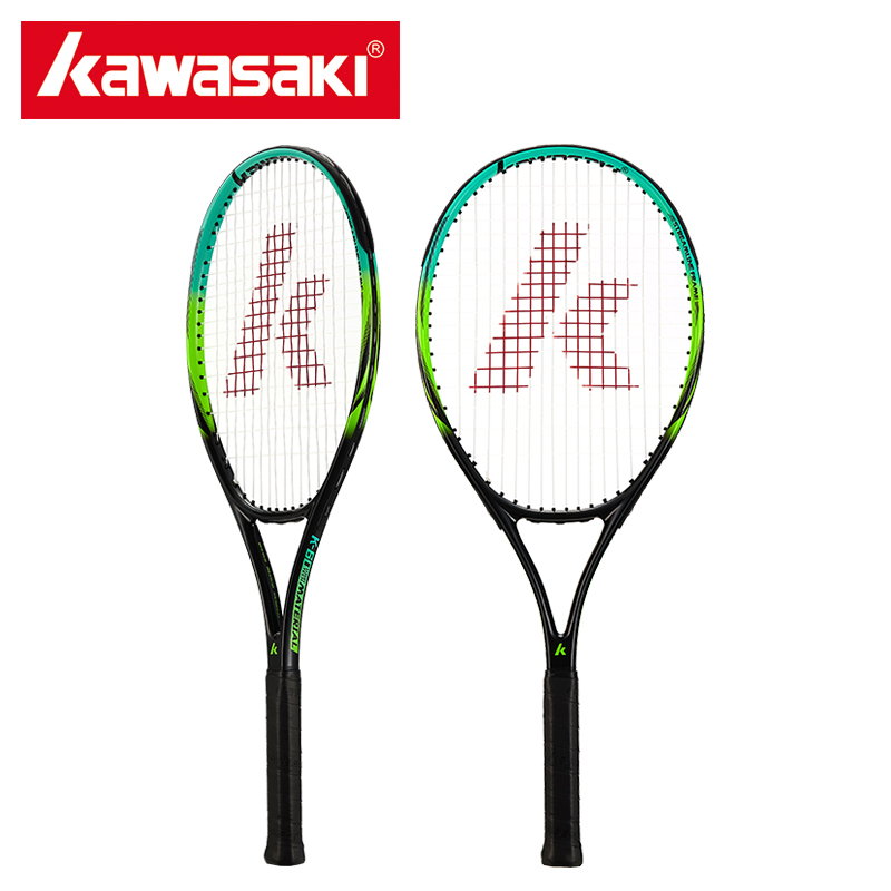 川崎专业网球拍初学者大学生碳铝网拍单人训练带线男女儿童打通用