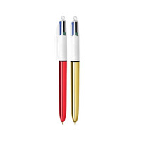 BIC 比克 4色闪亮圆珠笔 PenBeat（1.0mm黑蓝红绿-红+金杆） *5件