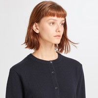 UNIQLO 优衣库 女士圆领长袖羊绒开衫418678 灰色