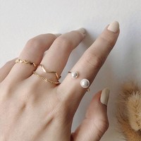 Agovski 蔻斯琦 M200163 小众设计珍珠戒指
