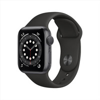 Apple Watch Series 6智能手表 GPS款 40毫米深空灰色鋁金屬表殼 黑色運動型表帶 MG133CH/A